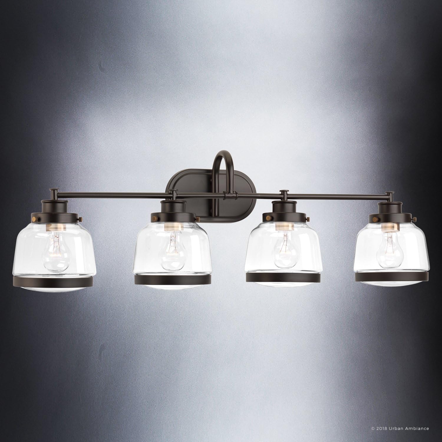 Luxury Industrial Chic Bathroom Vanity Light, Large Size: 11.25"H x 35.75"W, with Art Deco Style Elements, Olde Bronze Finish, UHP2541 from The Nottingham Collection by Urban Ambiance